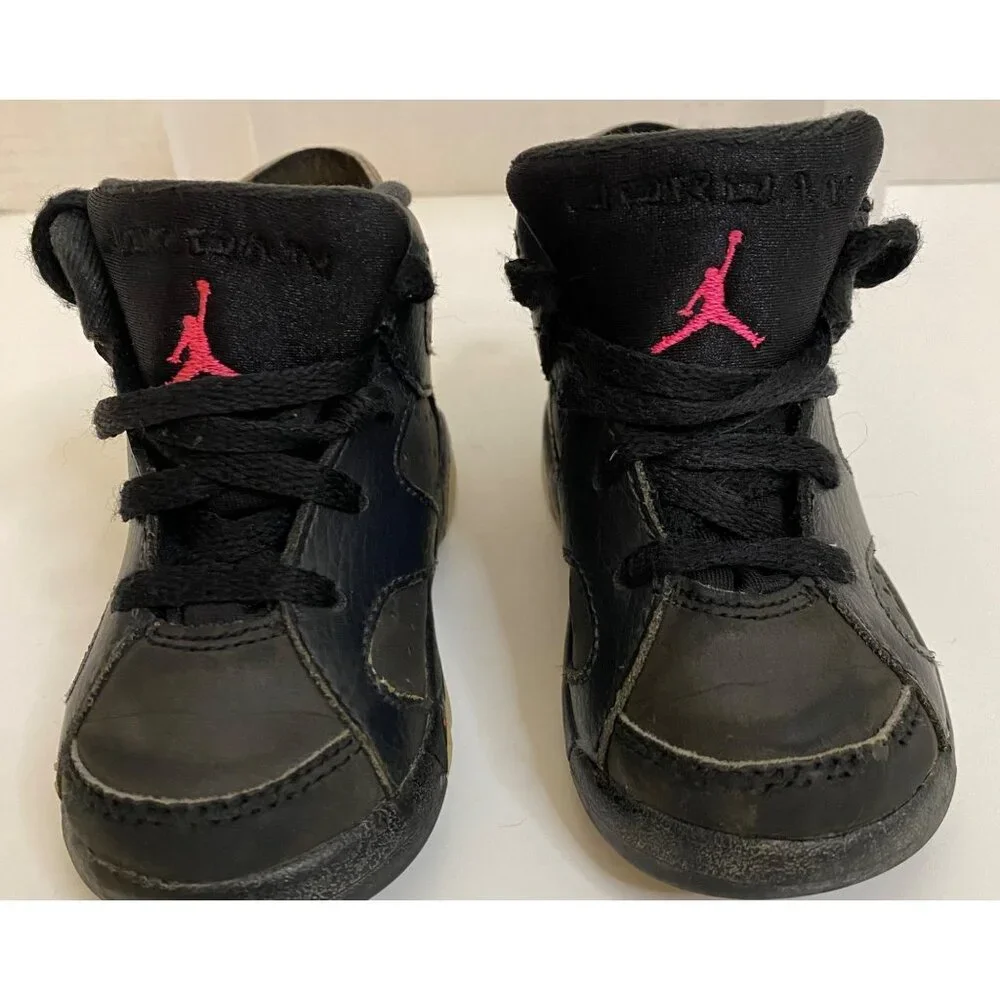 Nike Infant Toddler 6C Air Jordan VI Retro Hyper Sneakers Black/Pink Hi-Top‎